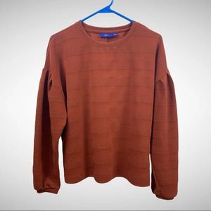 Apt 9 Red Oversized Blousy Sweater Sz L Textured Striped Across Sweater